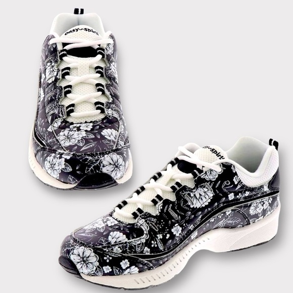 EASY SPIRIT LEATHER Romy Floral Sneaker Women’s Size 11WW Romantic Floral Goth - Picture 1 of 11